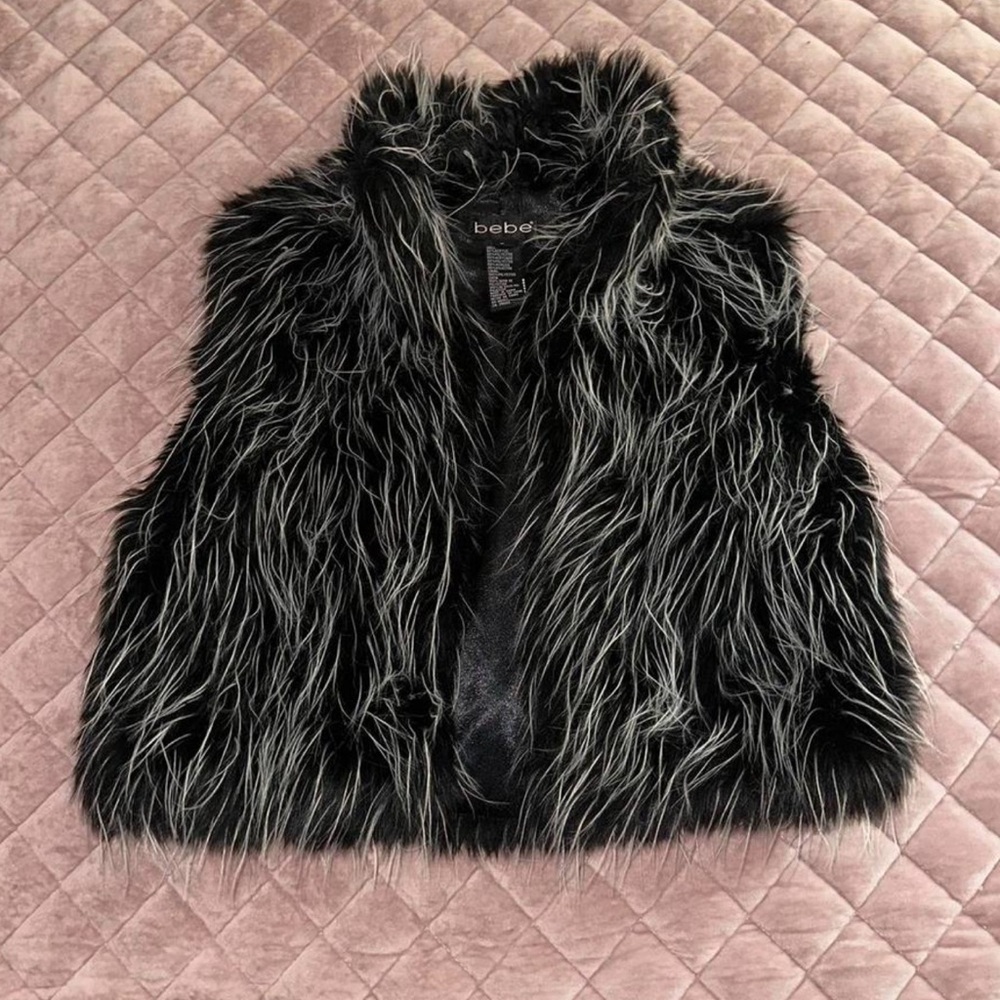 Bebe y2k Black faux fur vest